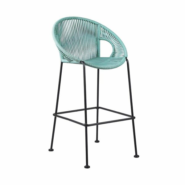 Armen Living 26 in. Acapulco Indoor Outdoor Steel Bar Stool with Wasabi Rope LCACBAWSB26